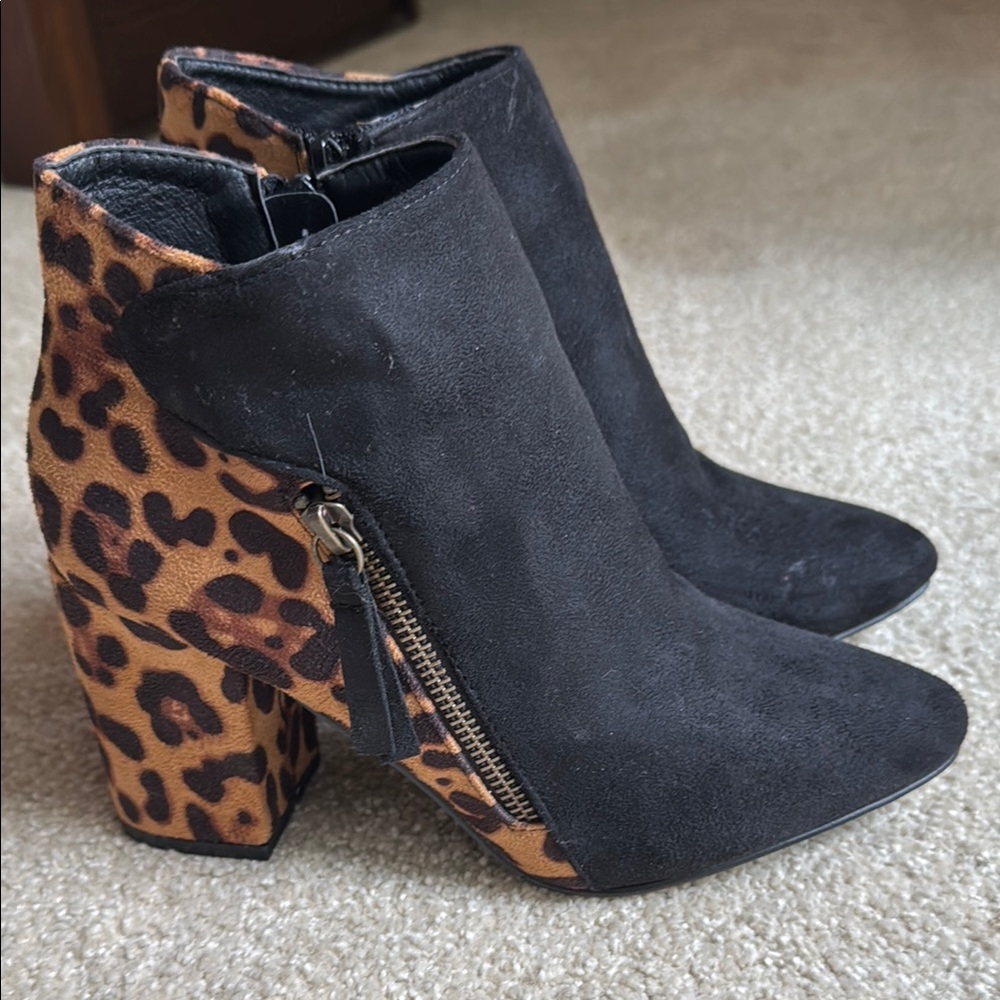 New York & Company Black and Leopard Ankle Boots